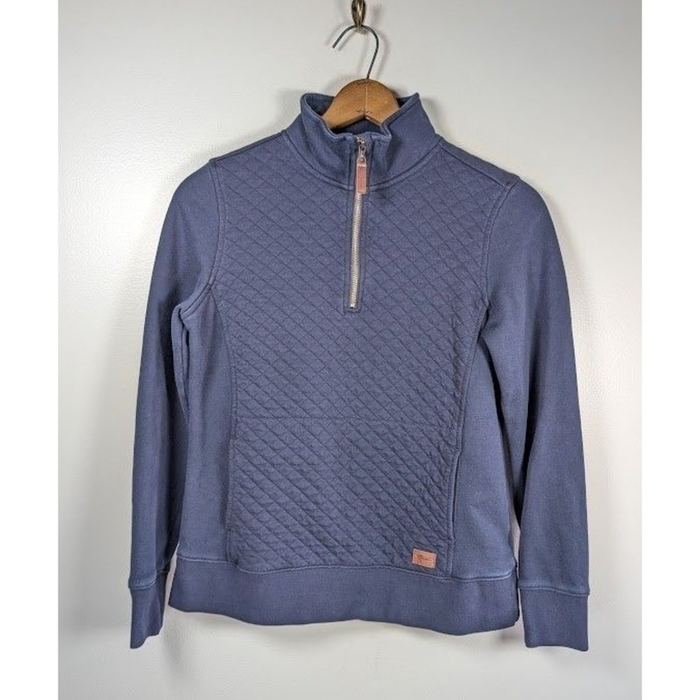 LL Bean Quilted 1/4 Zip Pullover Sweatshirt Women's Size Small Fisherman Coastal